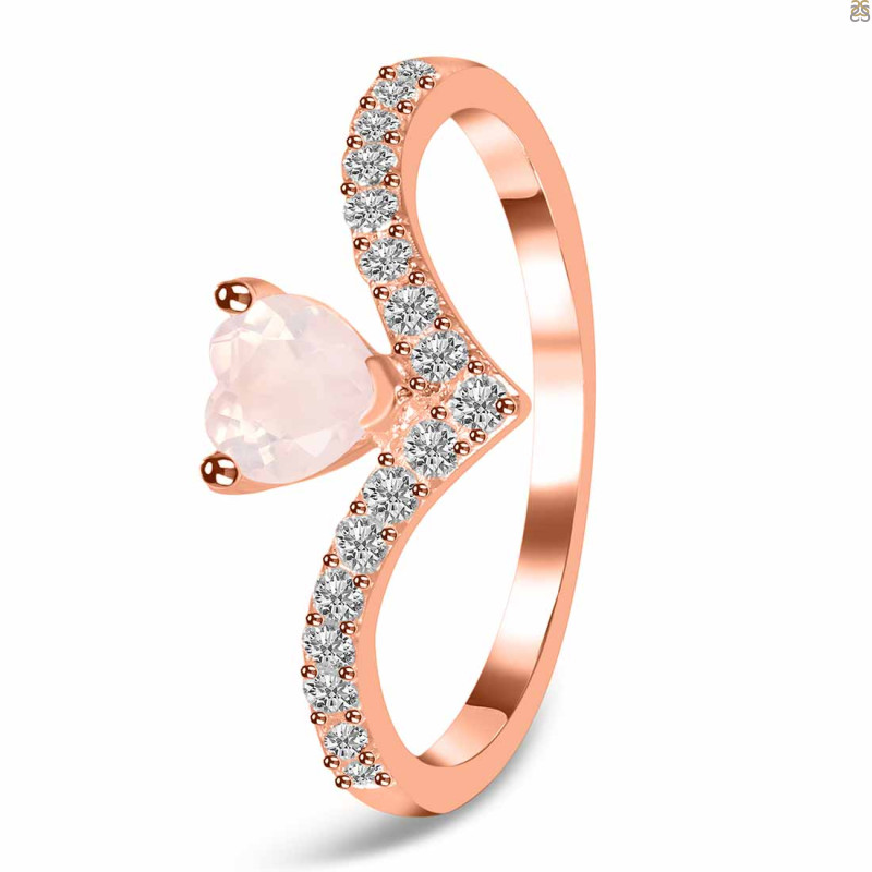 Rose Quartz & White Topaz Ring RSQ-RDR-2749.
