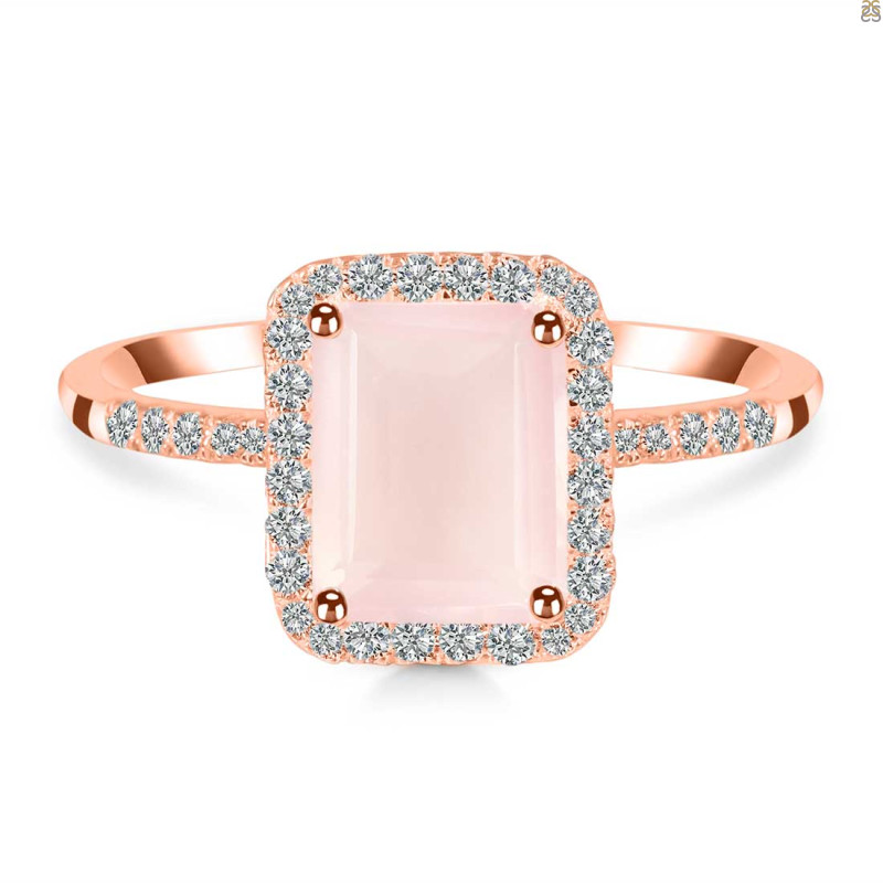 Rose Quartz & White Topaz Ring RSQ-RDR-3071.