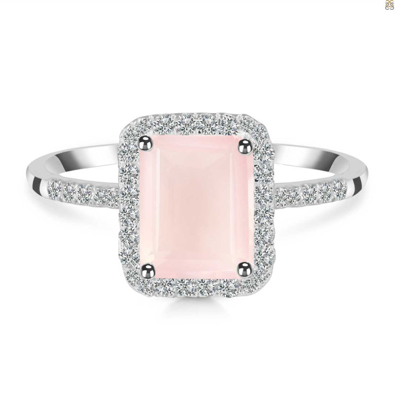 Rose Quartz & White Topaz Ring RSQ-RDR-3071.