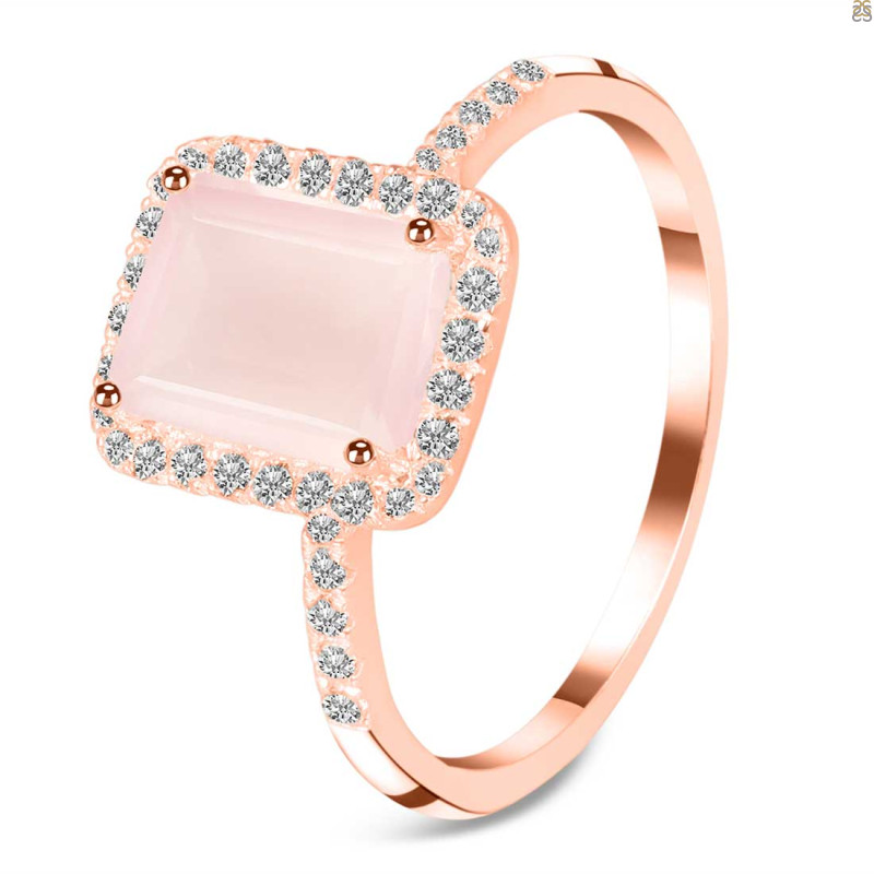 Rose Quartz & White Topaz Ring RSQ-RDR-3071.