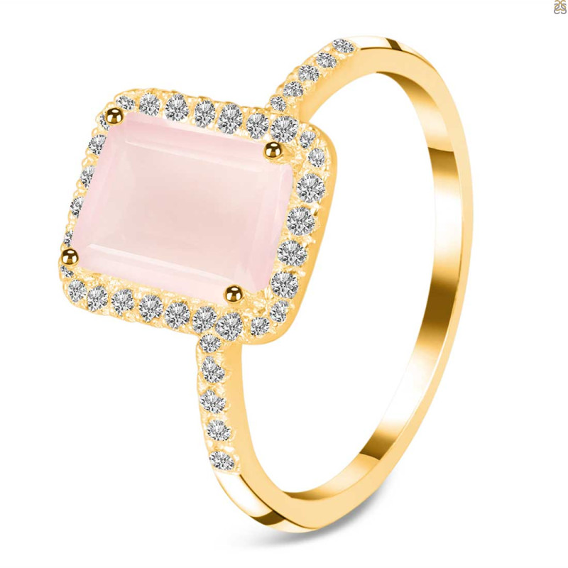 Rose Quartz & White Topaz Ring RSQ-RDR-3071.