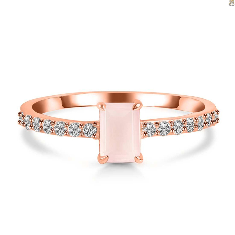 Rose Quartz & White Topaz Ring RSQ-RDR-3118.