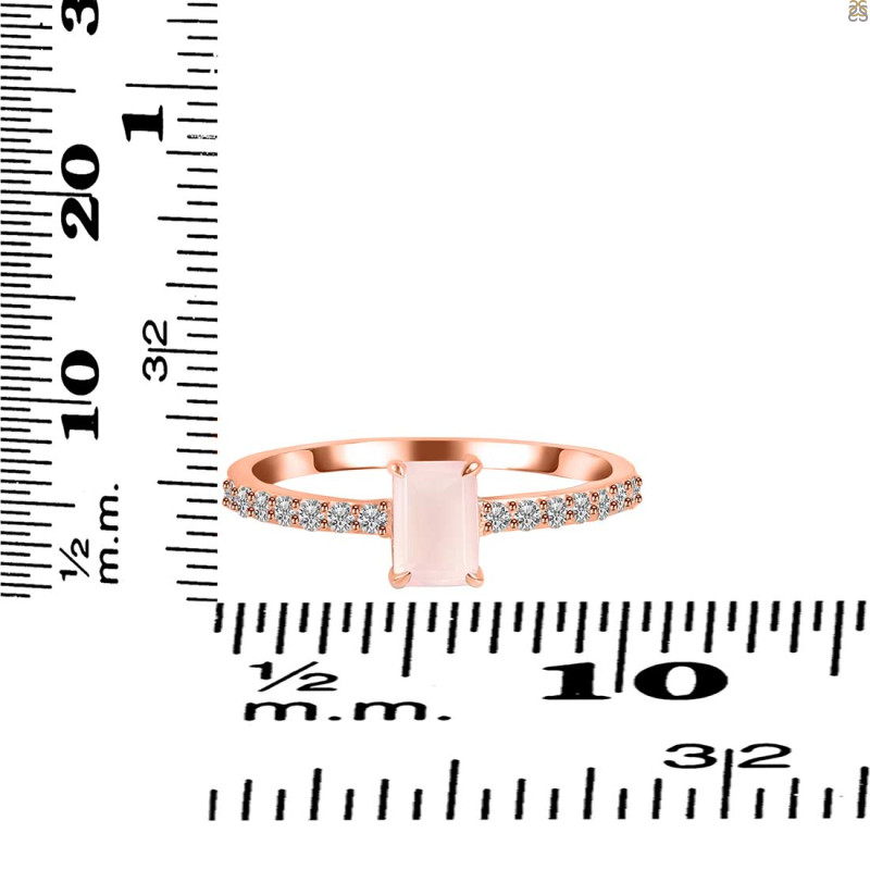 Rose Quartz & White Topaz Ring RSQ-RDR-3118.