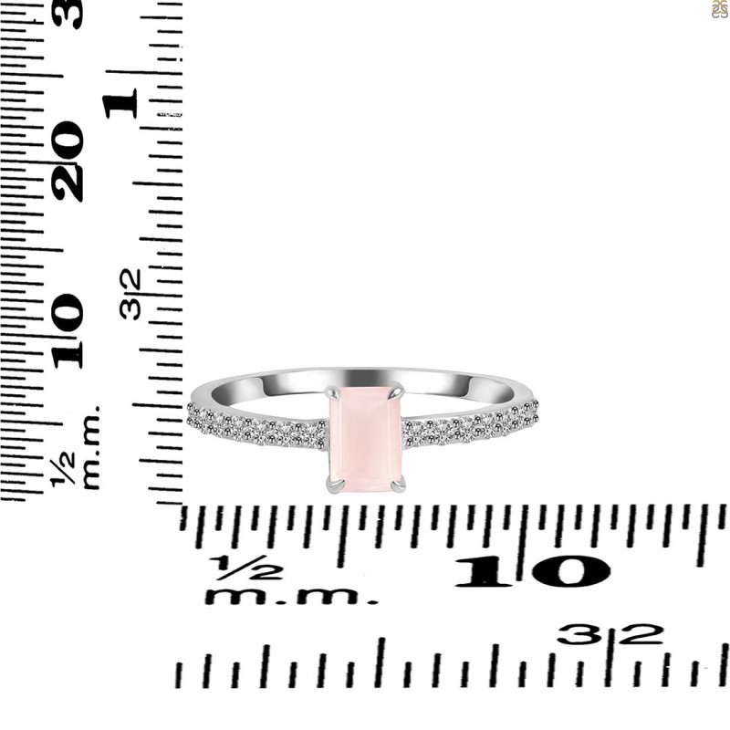 Rose Quartz & White Topaz Ring RSQ-RDR-3118.