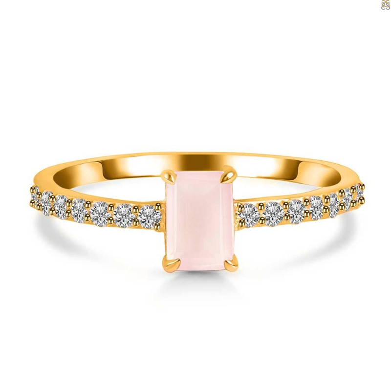 Rose Quartz & White Topaz Ring RSQ-RDR-3118.
