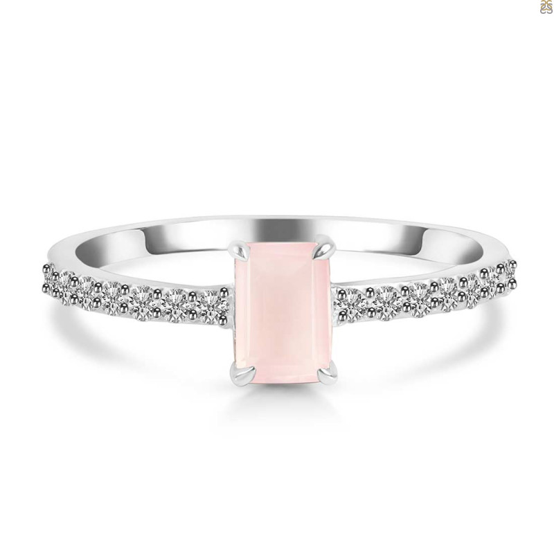 Rose Quartz & White Topaz Ring RSQ-RDR-3118.