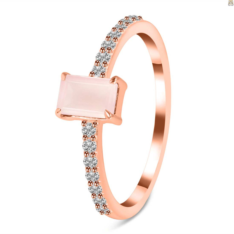 Rose Quartz & White Topaz Ring RSQ-RDR-3118.