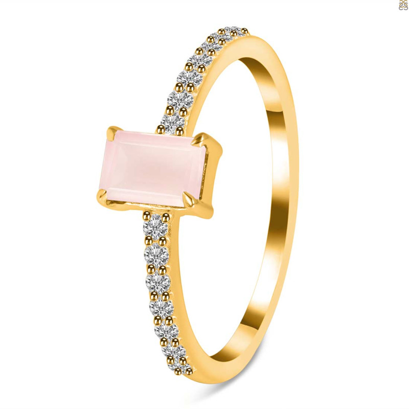 Rose Quartz & White Topaz Ring RSQ-RDR-3118.