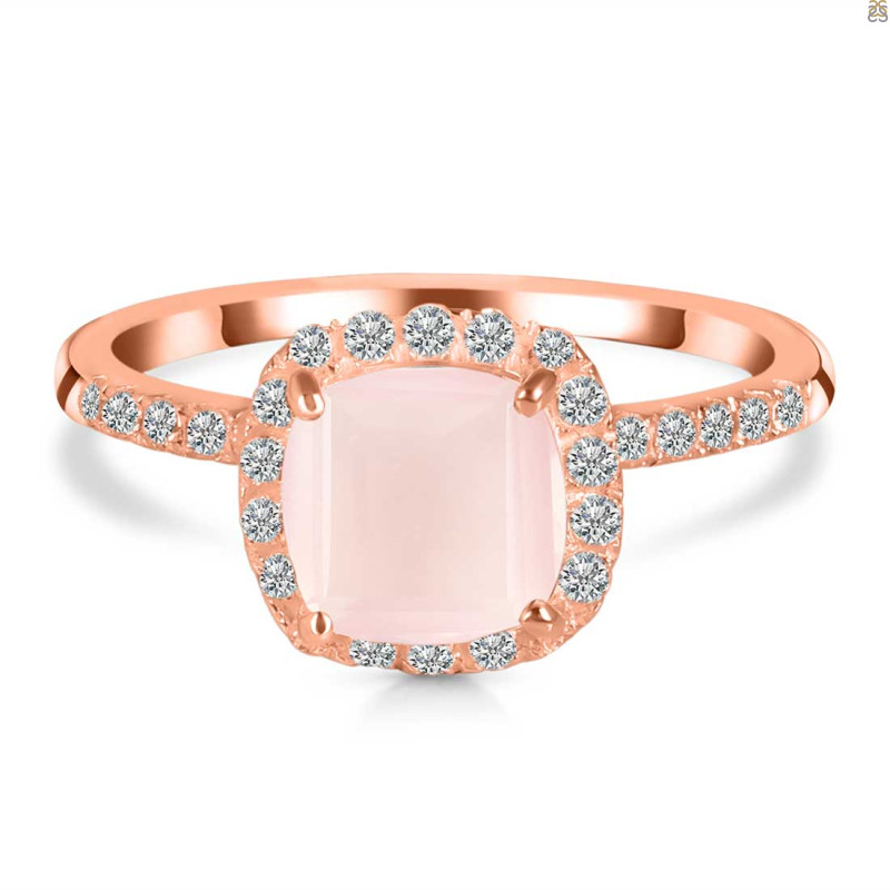 Rose Quartz & White Topaz Ring RSQ-RDR-3119.