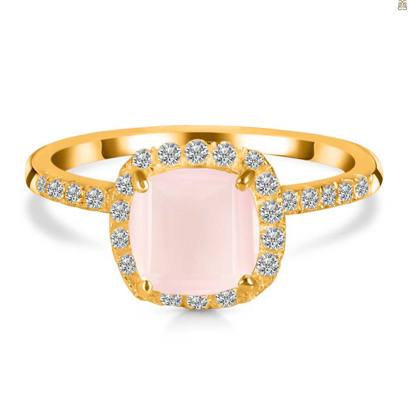 Rose Quartz & White Topaz Ring RSQ-RDR-3119.