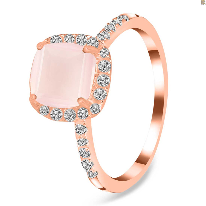 Rose Quartz & White Topaz Ring RSQ-RDR-3119.