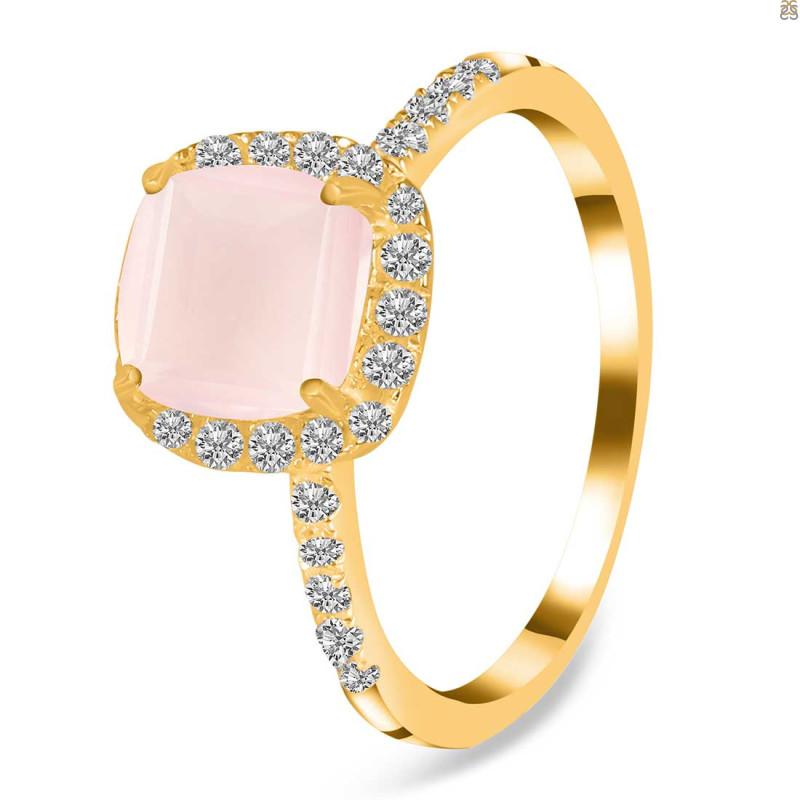 Rose Quartz & White Topaz Ring RSQ-RDR-3119.