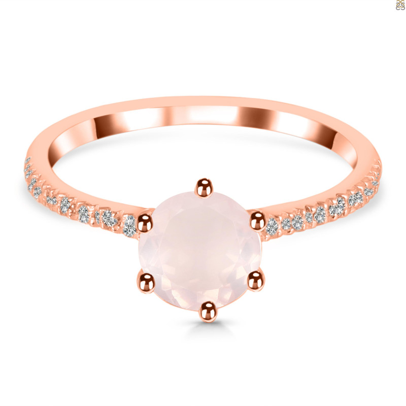 Rose Quartz & White Topaz Ring RSQ-RDR-3140.