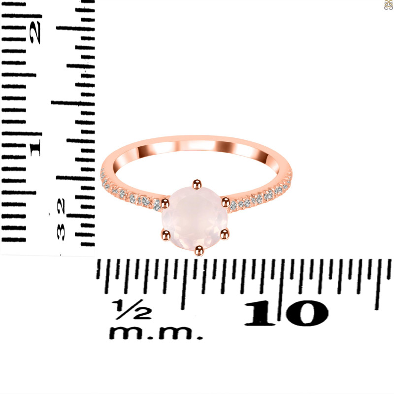 Rose Quartz & White Topaz Ring RSQ-RDR-3140.