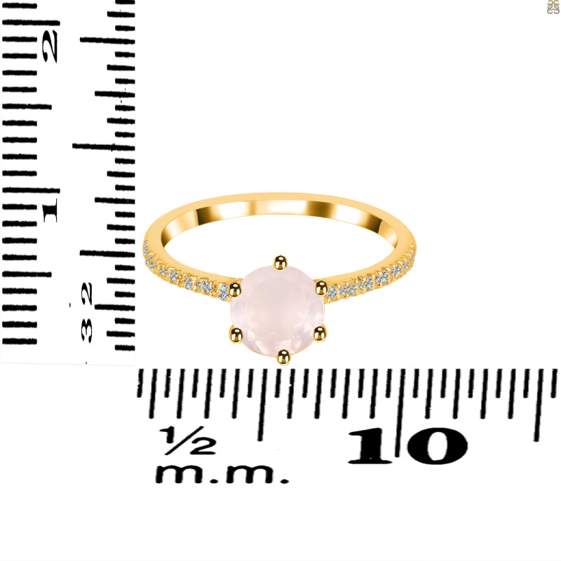 Rose Quartz & White Topaz Ring RSQ-RDR-3140.