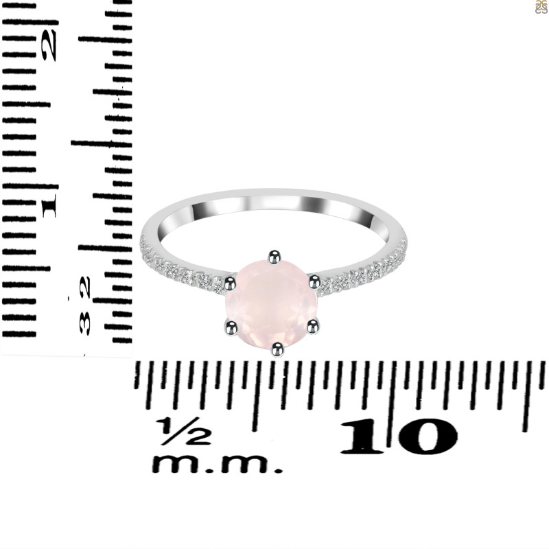 Rose Quartz & White Topaz Ring RSQ-RDR-3140.