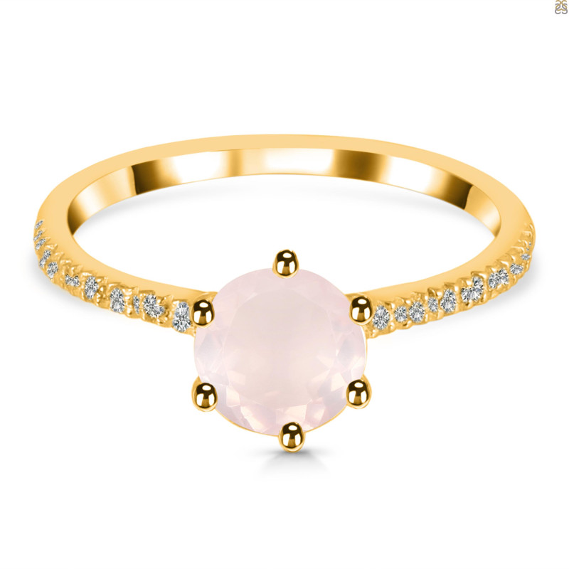 Rose Quartz & White Topaz Ring RSQ-RDR-3140.