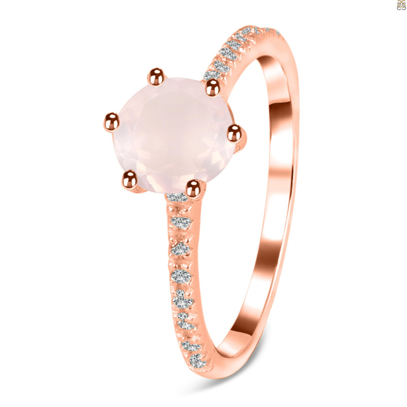 Rose Quartz & White Topaz Ring RSQ-RDR-3140.