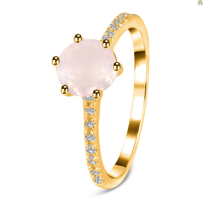 Rose Quartz & White Topaz Ring RSQ-RDR-3140.