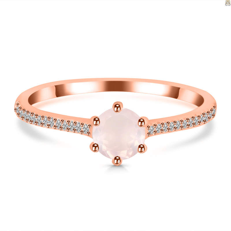Rose Quartz & White Topaz Ring RSQ-RDR-3143.