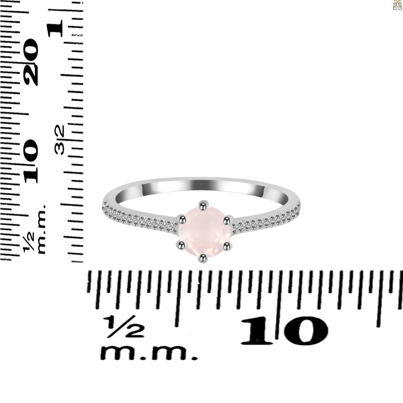 Rose Quartz & White Topaz Ring RSQ-RDR-3143.