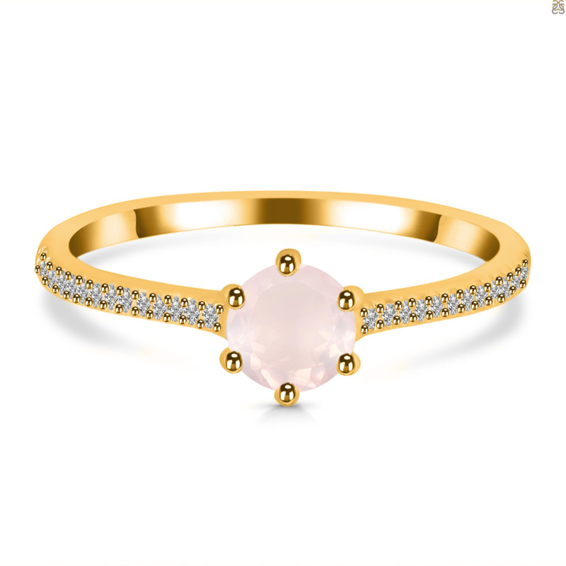 Rose Quartz & White Topaz Ring RSQ-RDR-3143.