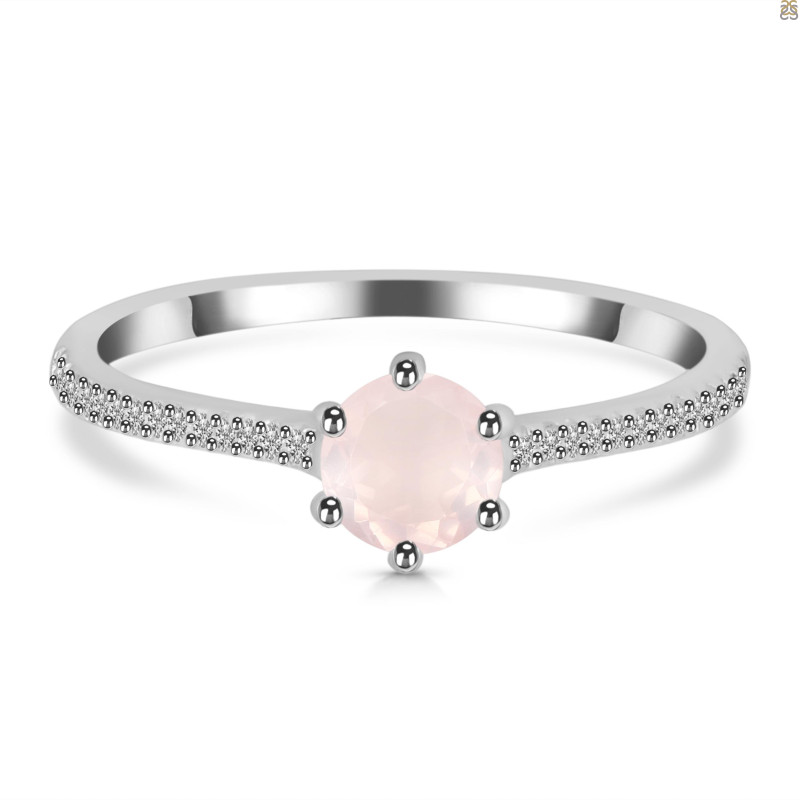 Rose Quartz & White Topaz Ring RSQ-RDR-3143.
