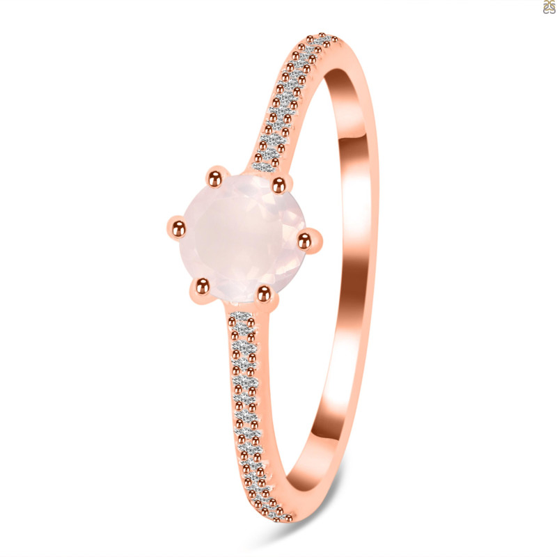 Rose Quartz & White Topaz Ring RSQ-RDR-3143.
