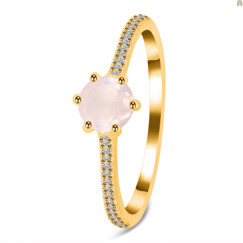 Rose Quartz & White Topaz Ring RSQ-RDR-3143.