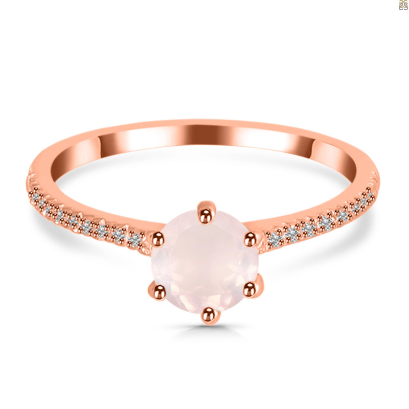 Rose Quartz & White Topaz Ring RSQ-RDR-3144.