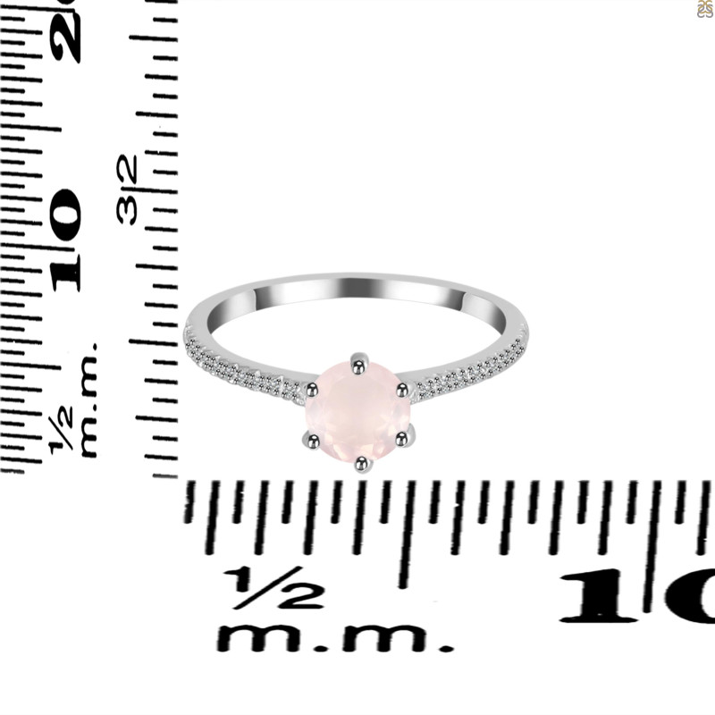 Rose Quartz & White Topaz Ring RSQ-RDR-3144.
