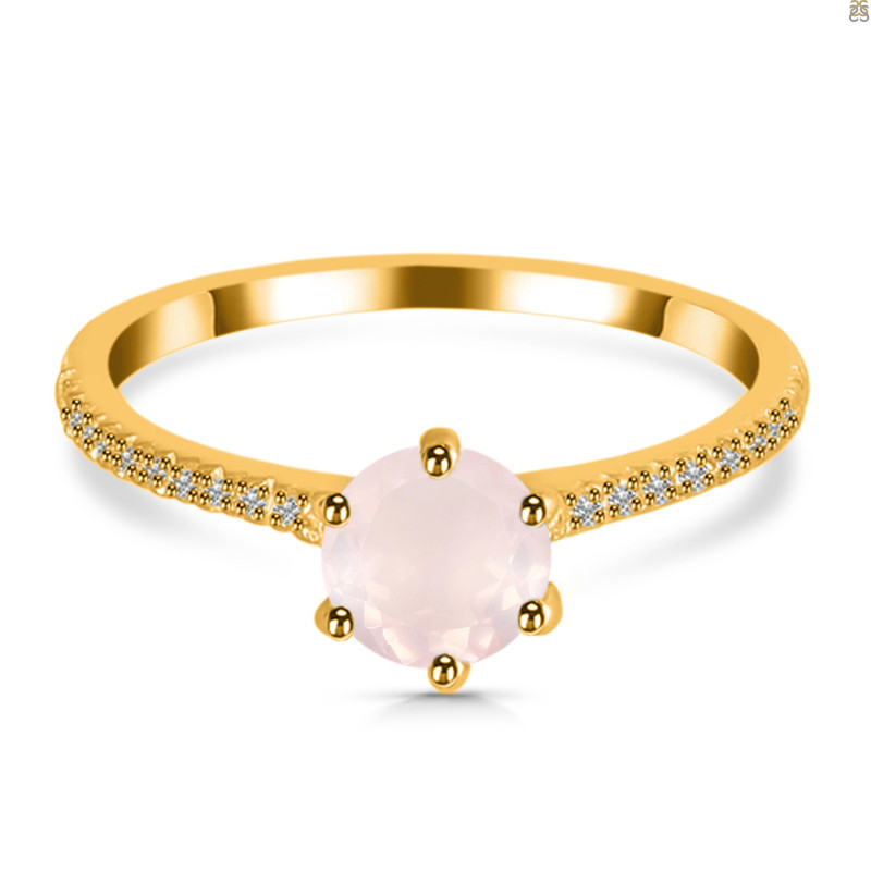 Rose Quartz & White Topaz Ring RSQ-RDR-3144.