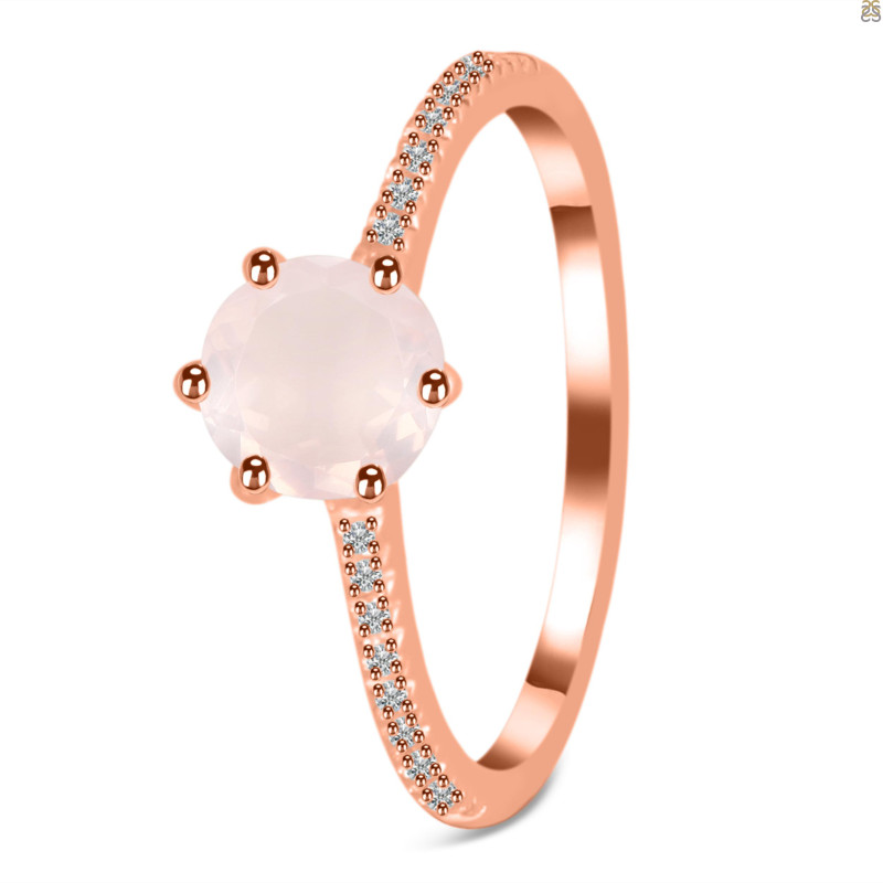 Rose Quartz & White Topaz Ring RSQ-RDR-3144.