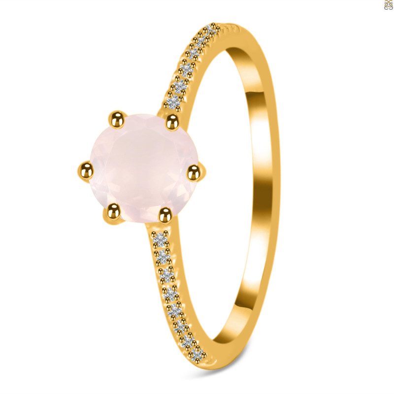 Rose Quartz & White Topaz Ring RSQ-RDR-3144.