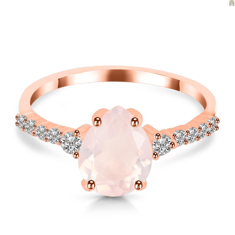 Rose Quartz & White Topaz Ring RSQ-RDR-3148.
