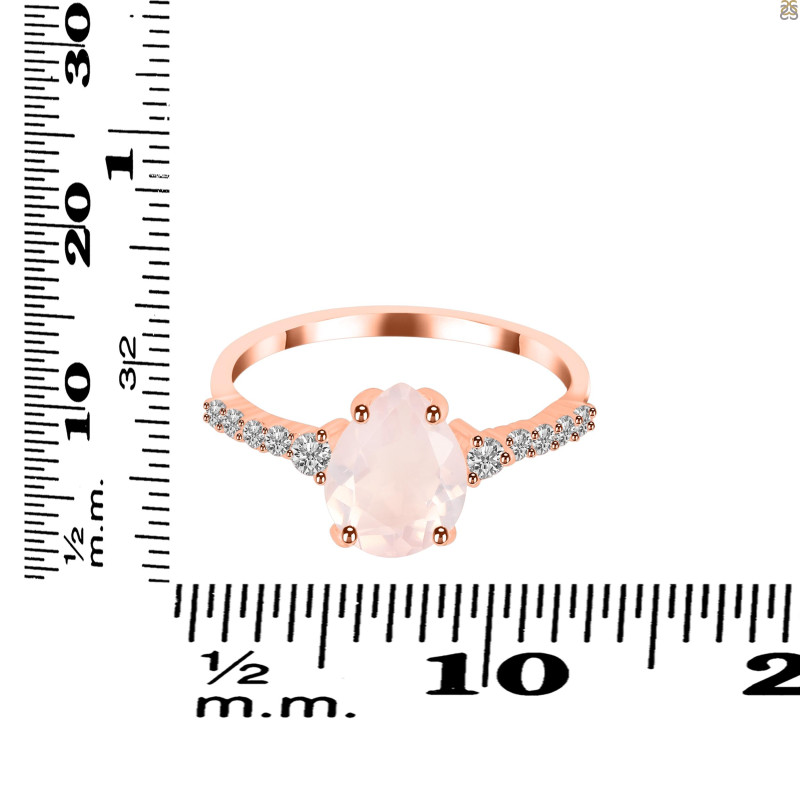 Rose Quartz & White Topaz Ring RSQ-RDR-3148.