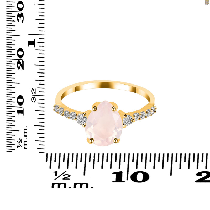 Rose Quartz & White Topaz Ring RSQ-RDR-3148.