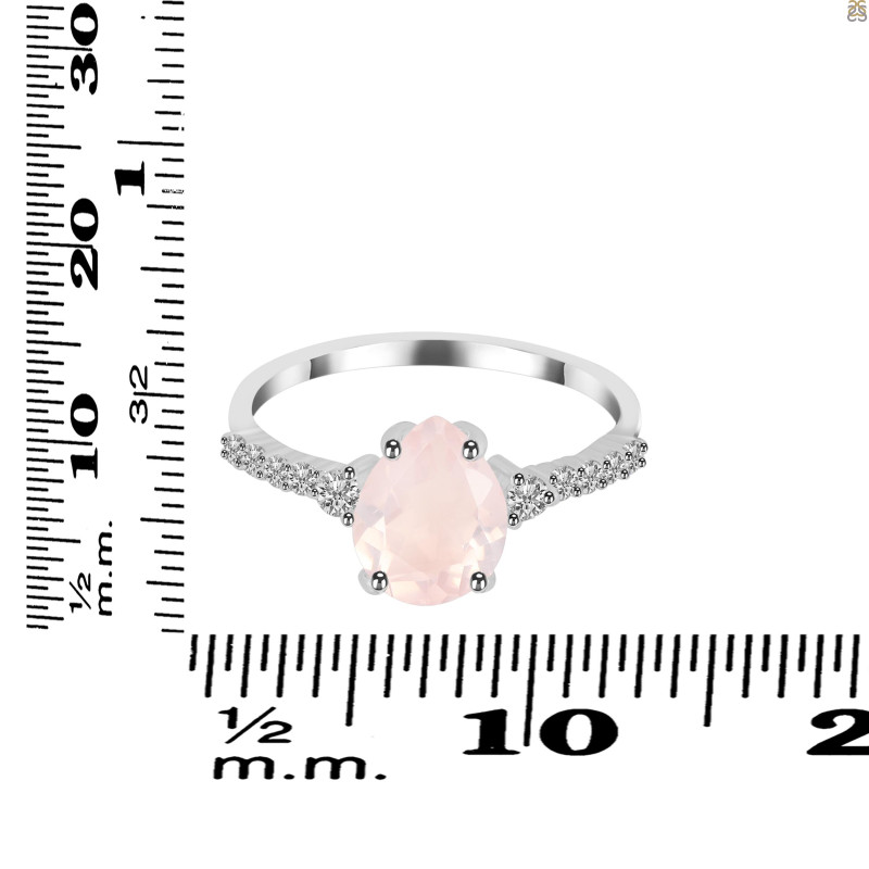 Rose Quartz & White Topaz Ring RSQ-RDR-3148.
