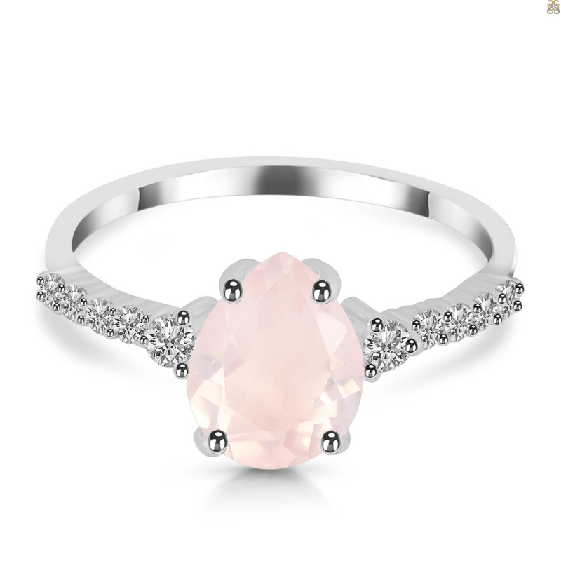 Rose Quartz & White Topaz Ring RSQ-RDR-3148.