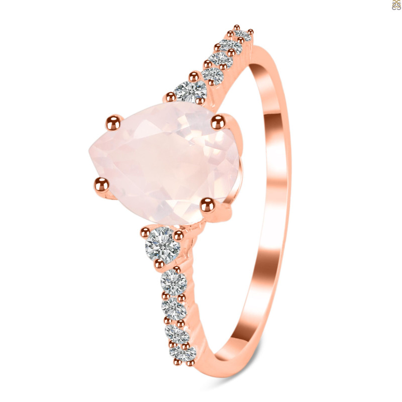 Rose Quartz & White Topaz Ring RSQ-RDR-3148.