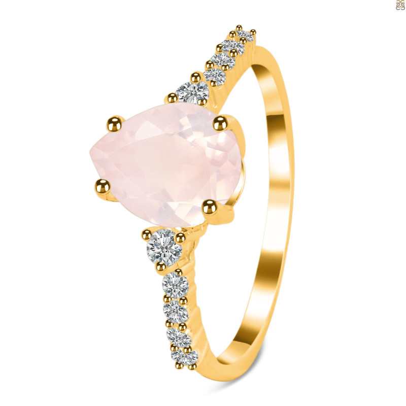 Rose Quartz & White Topaz Ring RSQ-RDR-3148.