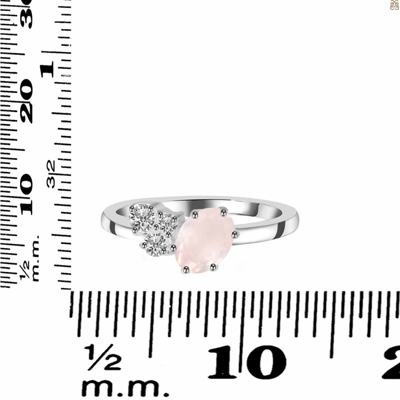 Rose Quartz & White Topaz Ring RSQ-RDR-3153.