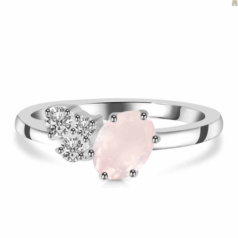 Rose Quartz & White Topaz Ring RSQ-RDR-3153.