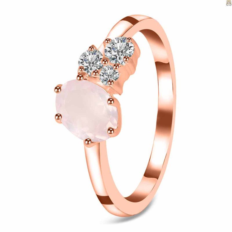 Rose Quartz & White Topaz Ring RSQ-RDR-3153.
