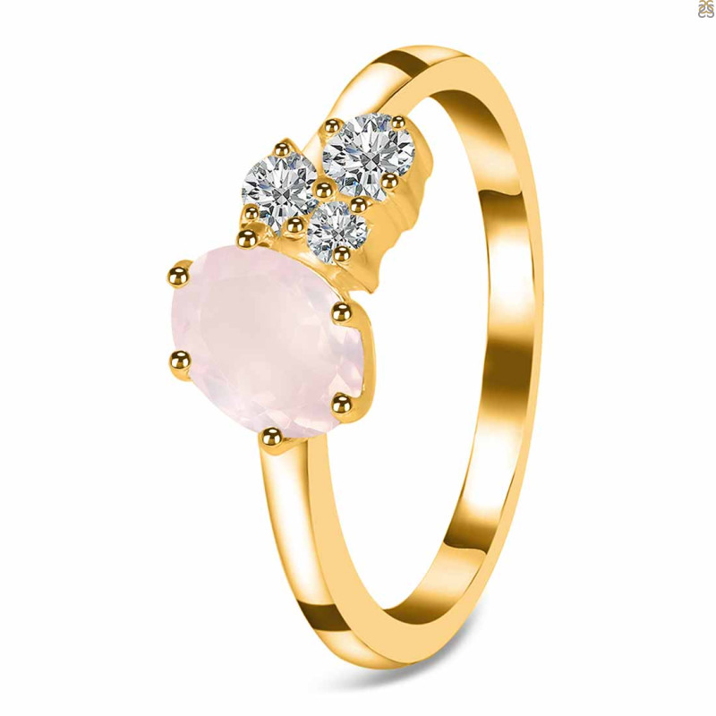 Rose Quartz & White Topaz Ring RSQ-RDR-3153.