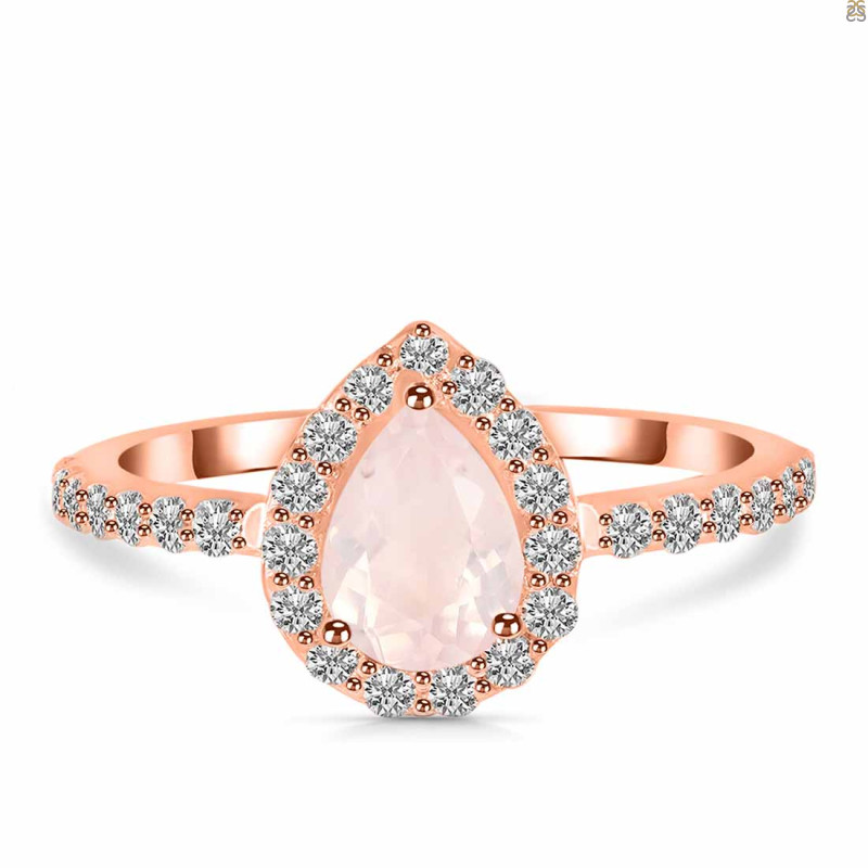 Rose Quartz & White Topaz Ring RSQ-RDR-3161.