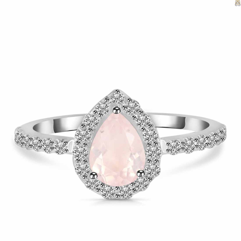 Rose Quartz & White Topaz Ring RSQ-RDR-3161.
