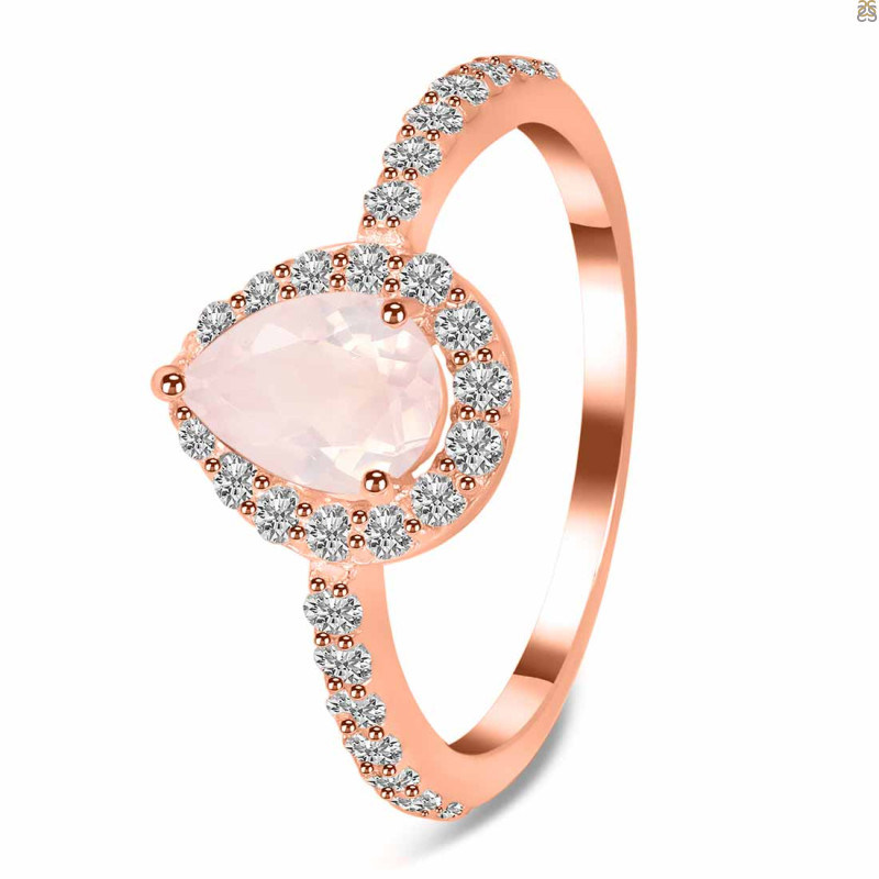 Rose Quartz & White Topaz Ring RSQ-RDR-3161.