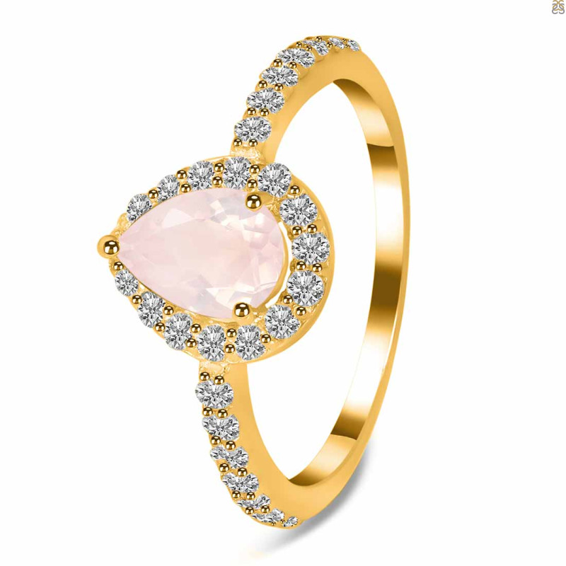 Rose Quartz & White Topaz Ring RSQ-RDR-3161.