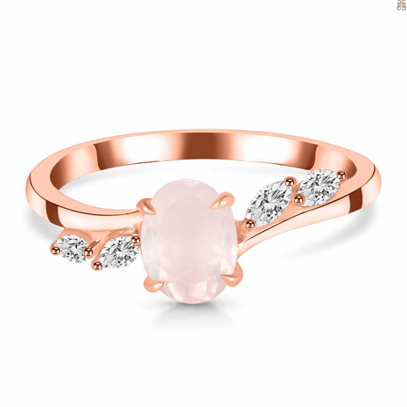 Rose Quartz & White Topaz Ring RSQ-RDR-3163.